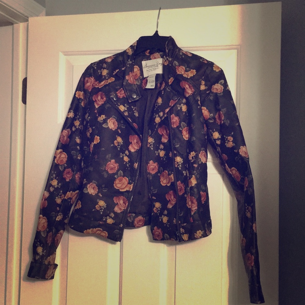 NWOT. American Rag Floral Faux Leather Jacket